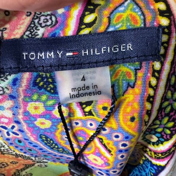 Tommy Hilfiger Paisley Bell Sleeve Dress Size 4 Multicolor Stretch NWT - Picture 7 of 10